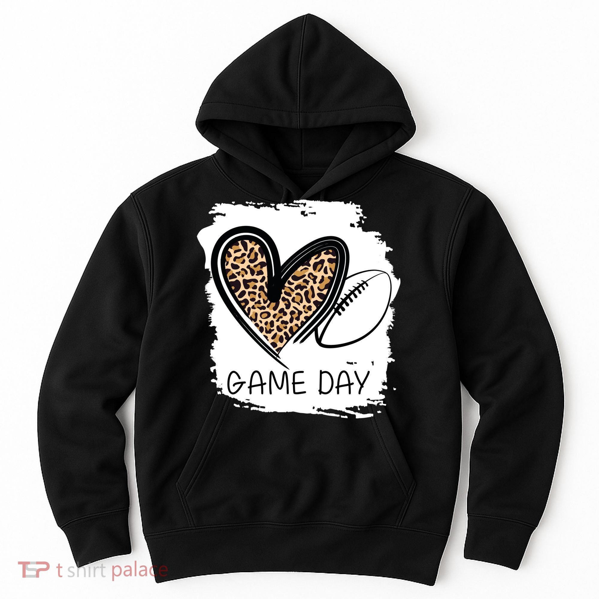 Game Day Leopard Football Fan Cute Heart Hoodie