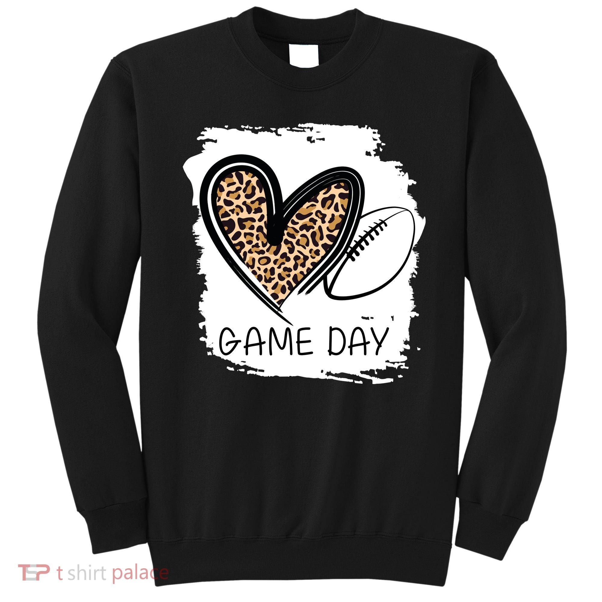 Game Day Leopard Football Fan Cute Heart Sweatshirt