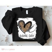 Game Day Leopard Football Fan Cute Heart Sweatshirt thumb 2