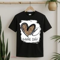 Game Day Leopard Football Fan Cute Heart T-Shirt thumb 2
