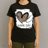 Game Day Leopard Football Fan Cute Heart T-Shirt thumb 4