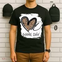 Game Day Leopard Football Fan Cute Heart T-Shirt thumb 6