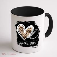 Game Day Leopard Football Fan Cute Heart Coffee Mug thumb 1