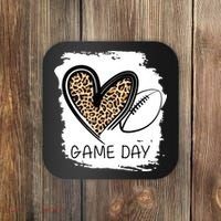 Game Day Leopard Football Fan Cute Heart Coaster thumb 0