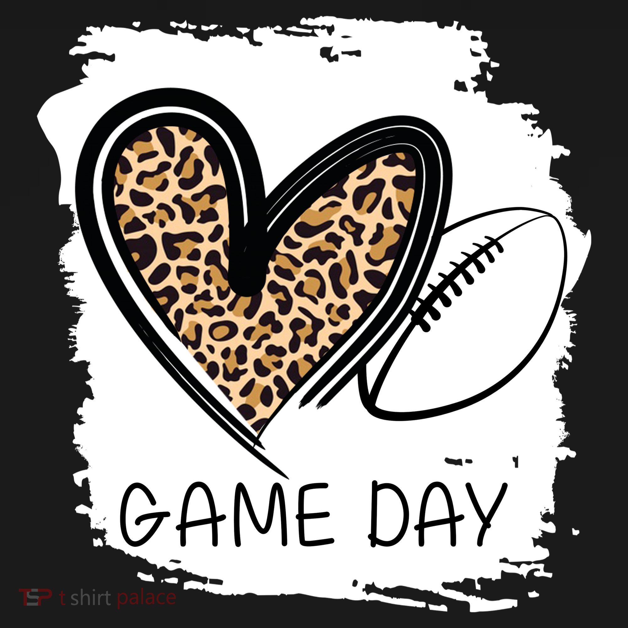 Game Day Leopard Football Fan Cute Heart Women's Hoodie