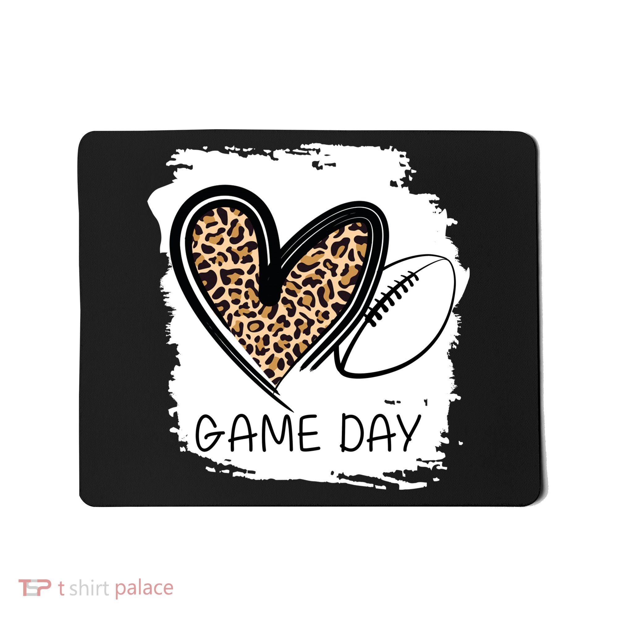 Game Day Leopard Football Fan Cute Heart Mousepad