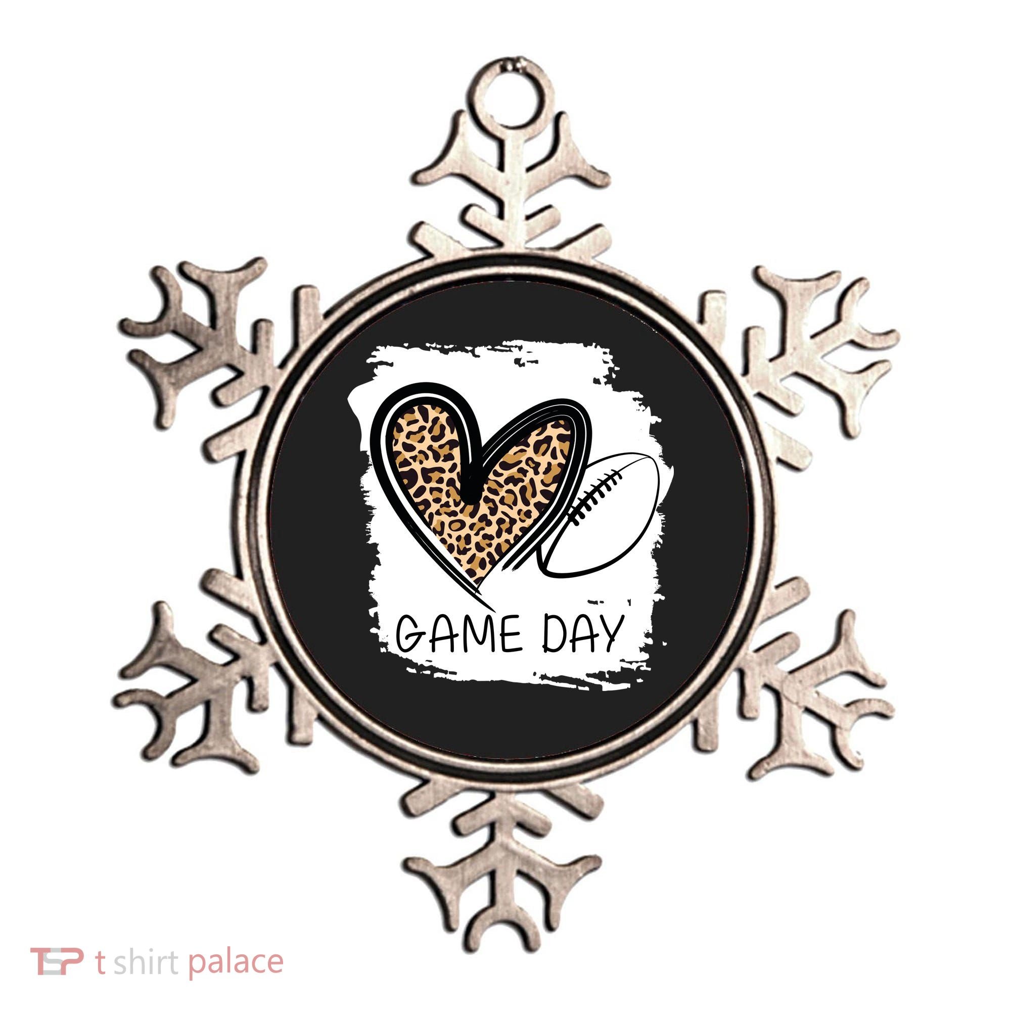 Game Day Leopard Football Fan Cute Heart Ornament