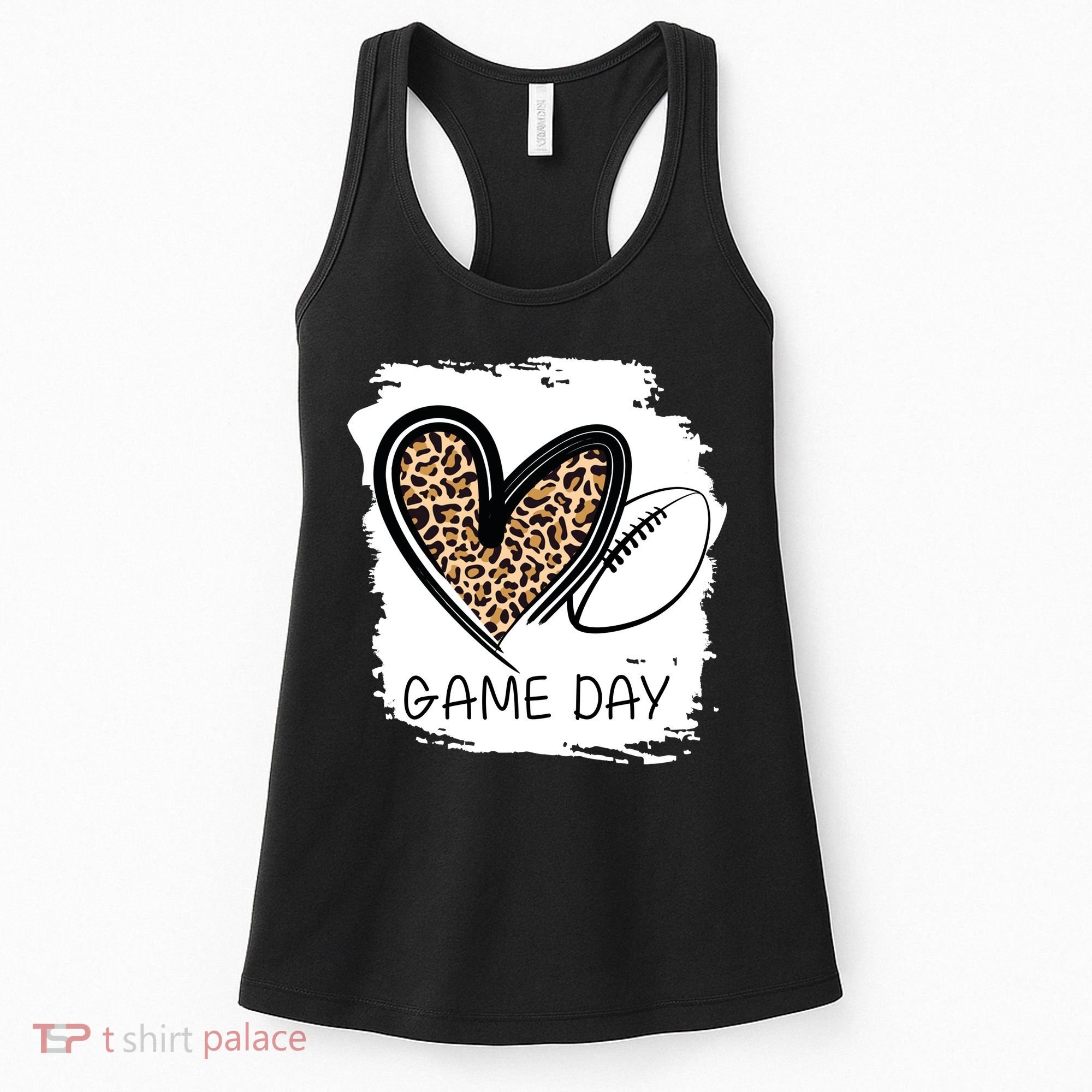 Game Day Leopard Football Fan Cute Heart Women's Tank Top