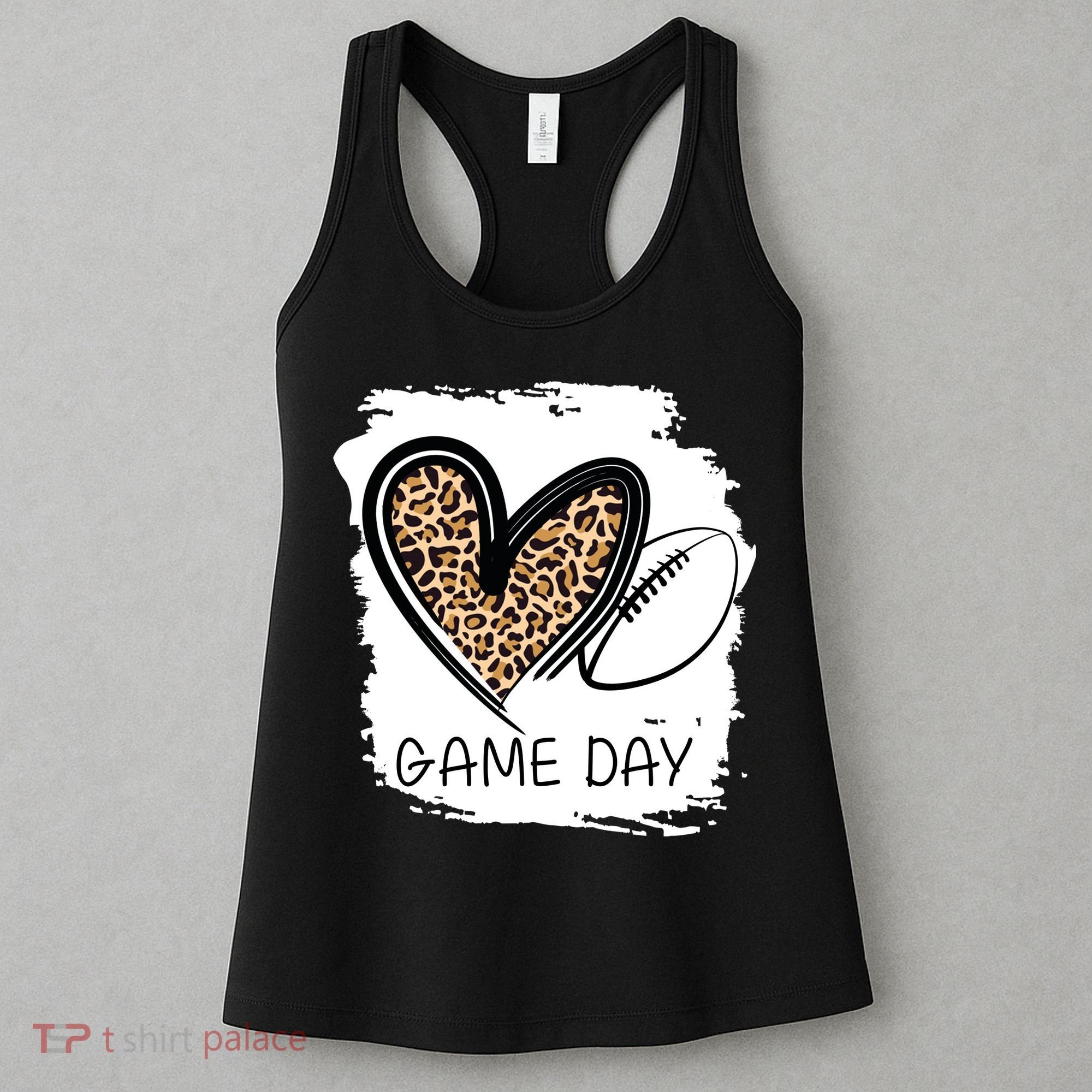 Game Day Leopard Football Fan Cute Heart Women's Tank Top