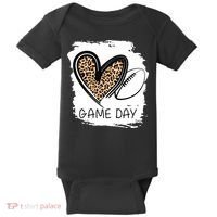Game Day Leopard Football Fan Cute Heart Baby Bodysuit thumb 0