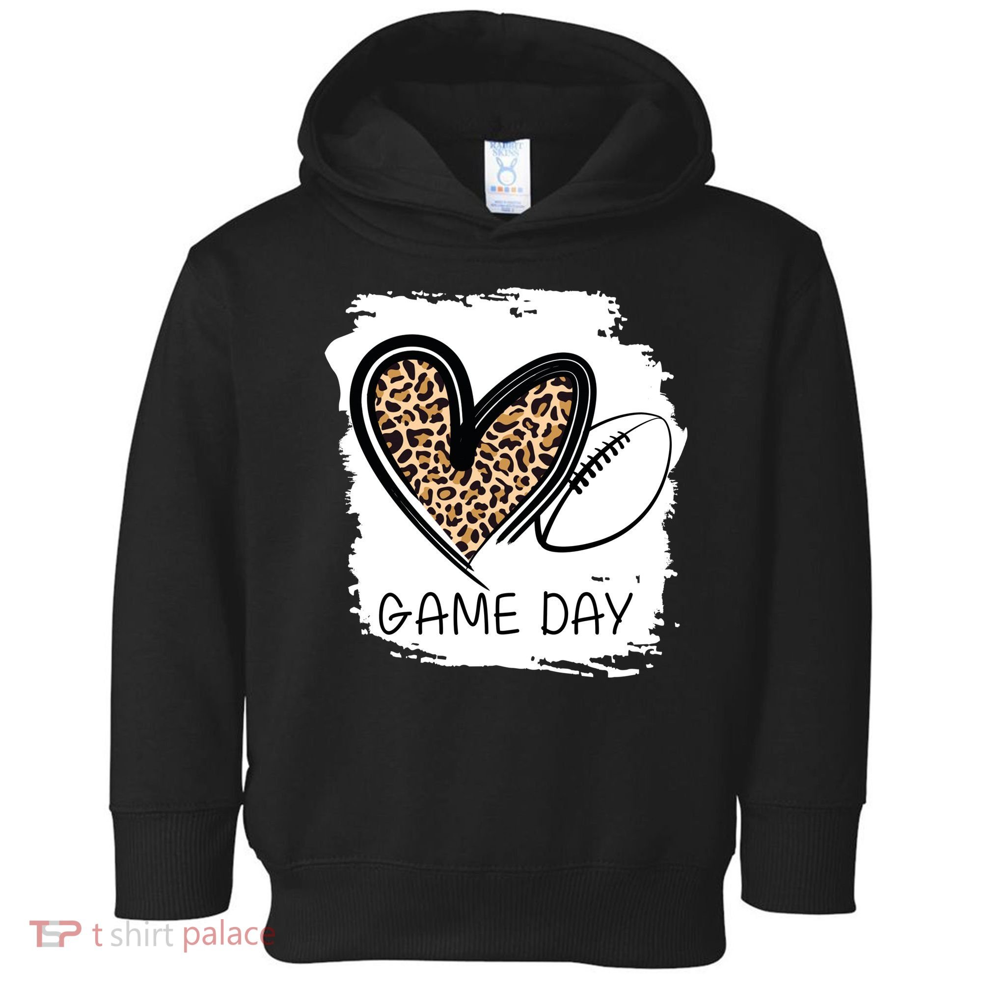Game Day Leopard Football Fan Cute Heart Toddler Hoodie