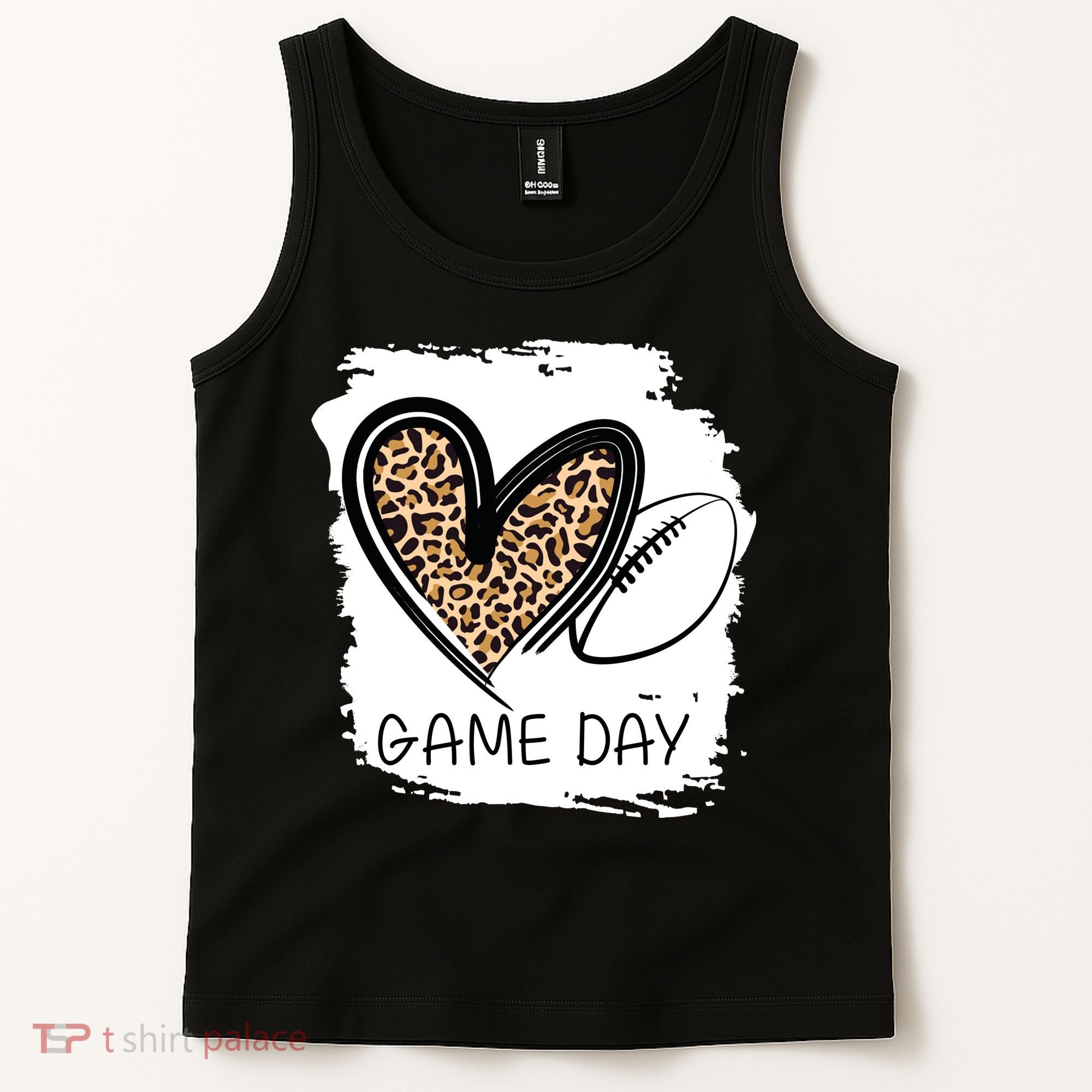 Game Day Leopard Football Fan Cute Heart Tank Top