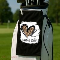 Game Day Leopard Football Fan Cute Heart Golf Towel thumb 2