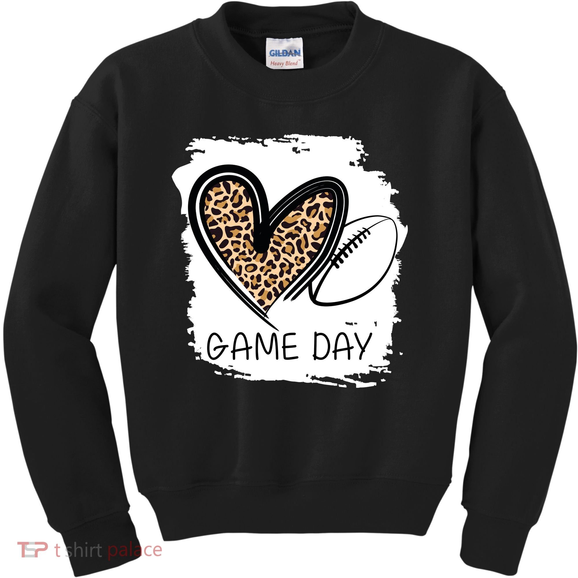 Game Day Leopard Football Fan Cute Heart Kids Sweatshirt