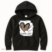 Game Day Leopard Football Fan Cute Heart Kids Hoodie thumb 0