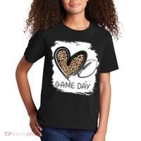 Game Day Leopard Football Fan Cute Heart Kids T-Shirt thumb 2