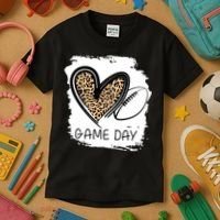 Game Day Leopard Football Fan Cute Heart Kids T-Shirt thumb 3