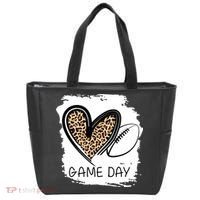 Game Day Leopard Football Fan Cute Heart Tote Bag thumb 0