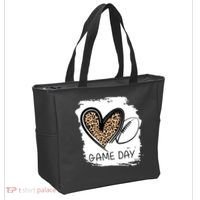 Game Day Leopard Football Fan Cute Heart Tote Bag thumb 2