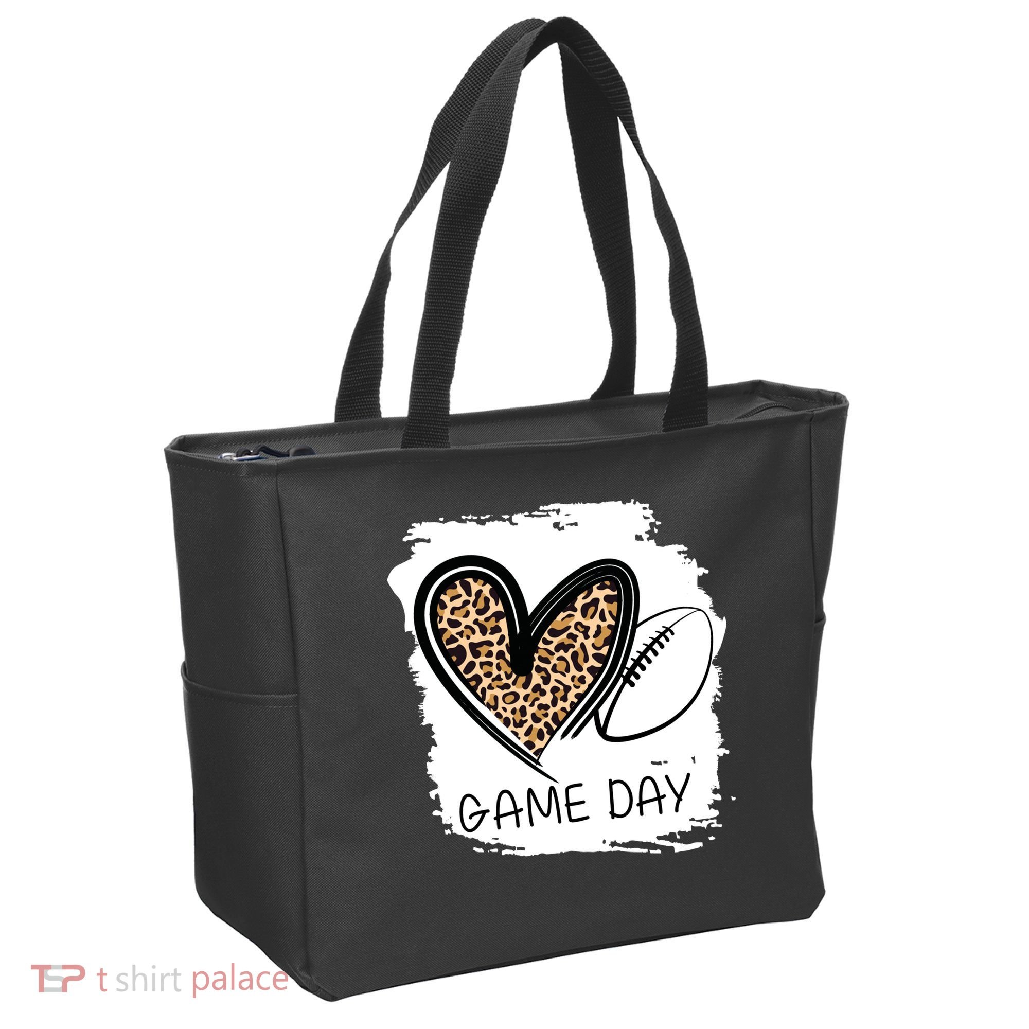Game Day Leopard Football Fan Cute Heart Tote Bag