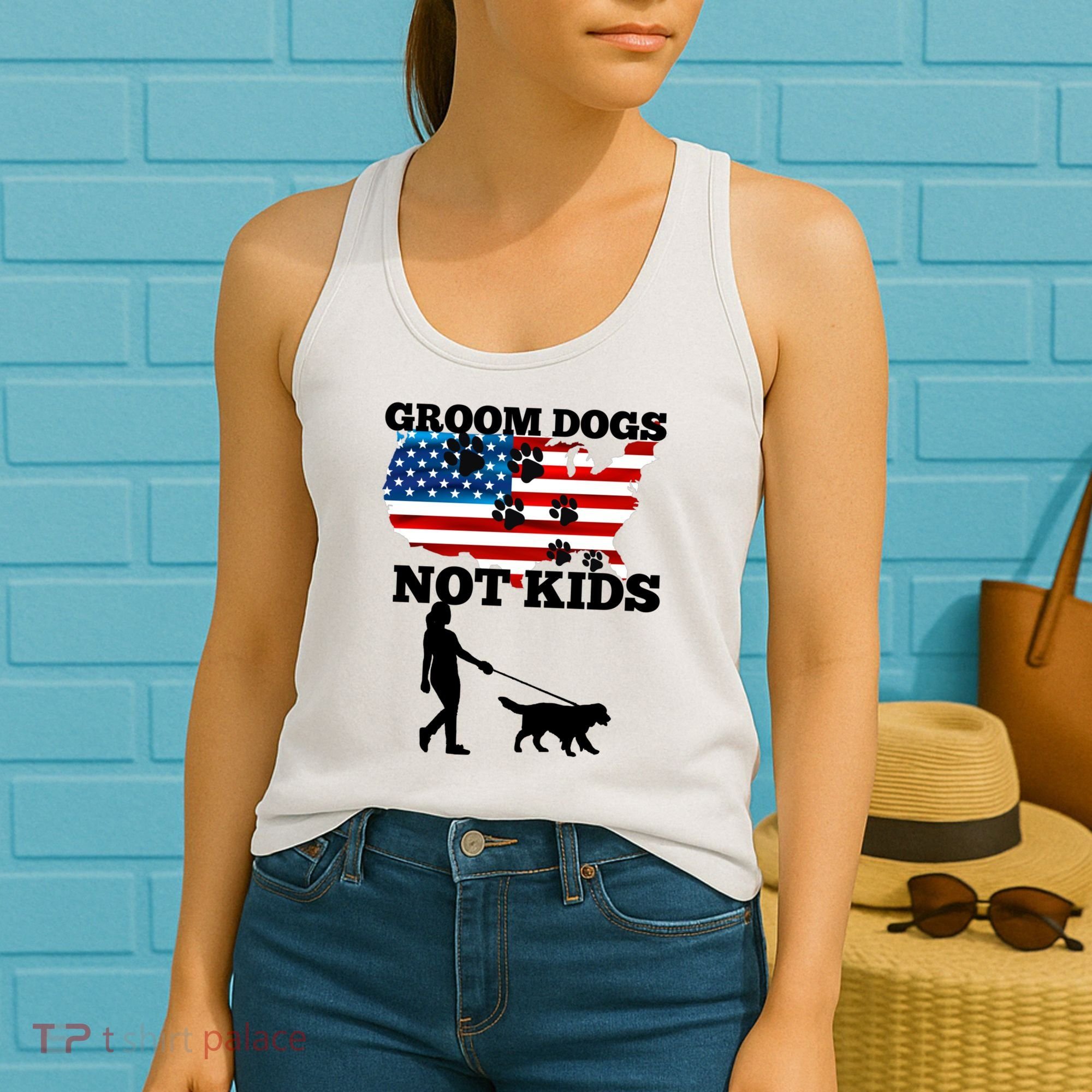 Groom Dogs Not Kids Funny Dogs Cute Meme  Women's Tank Top