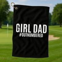 Girl Dad Outnumbered Tee Fathers Day Gift From Wife Daughter Gift Golf Towel thumb 1