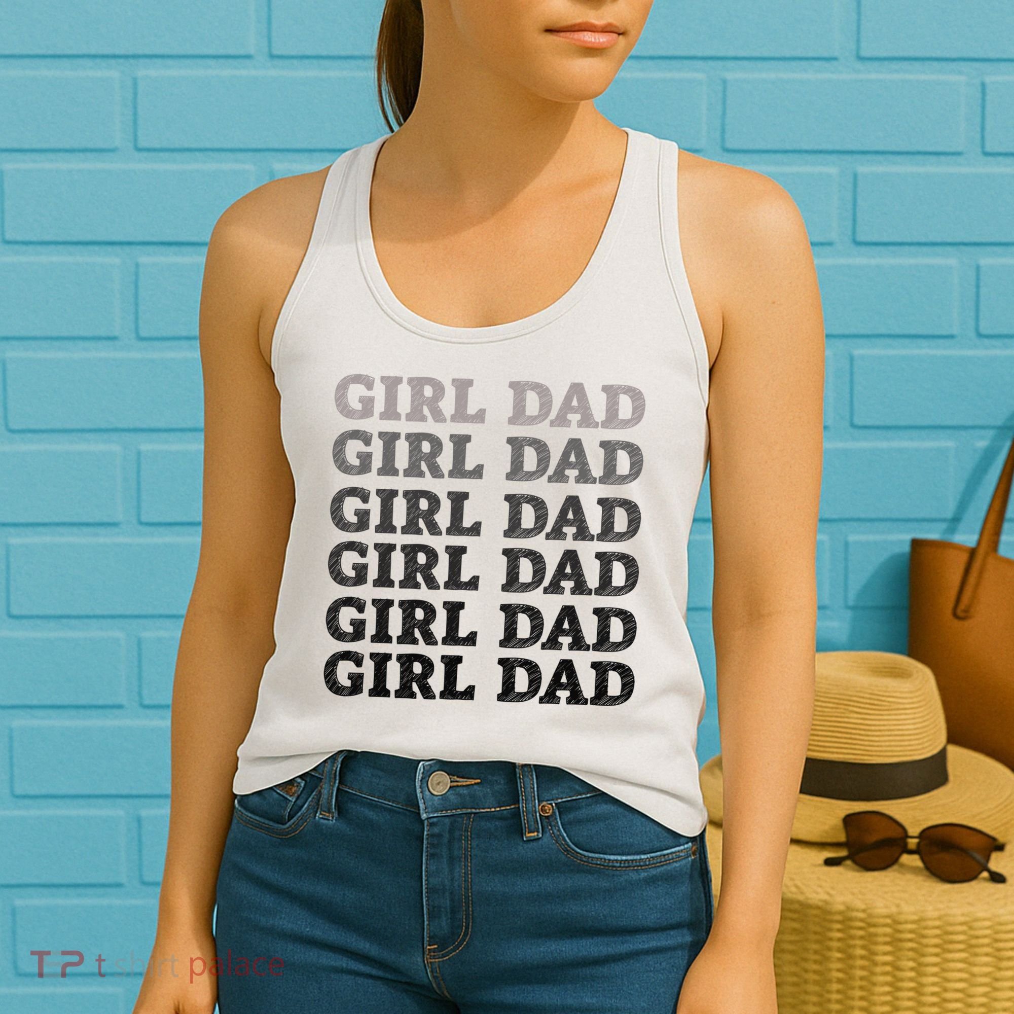Girl Dad Outnumbered Proud New Father Gift Women's Tank Top