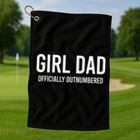 Girl Dad Officially Outnumbered Funny Golf Towel thumb 1