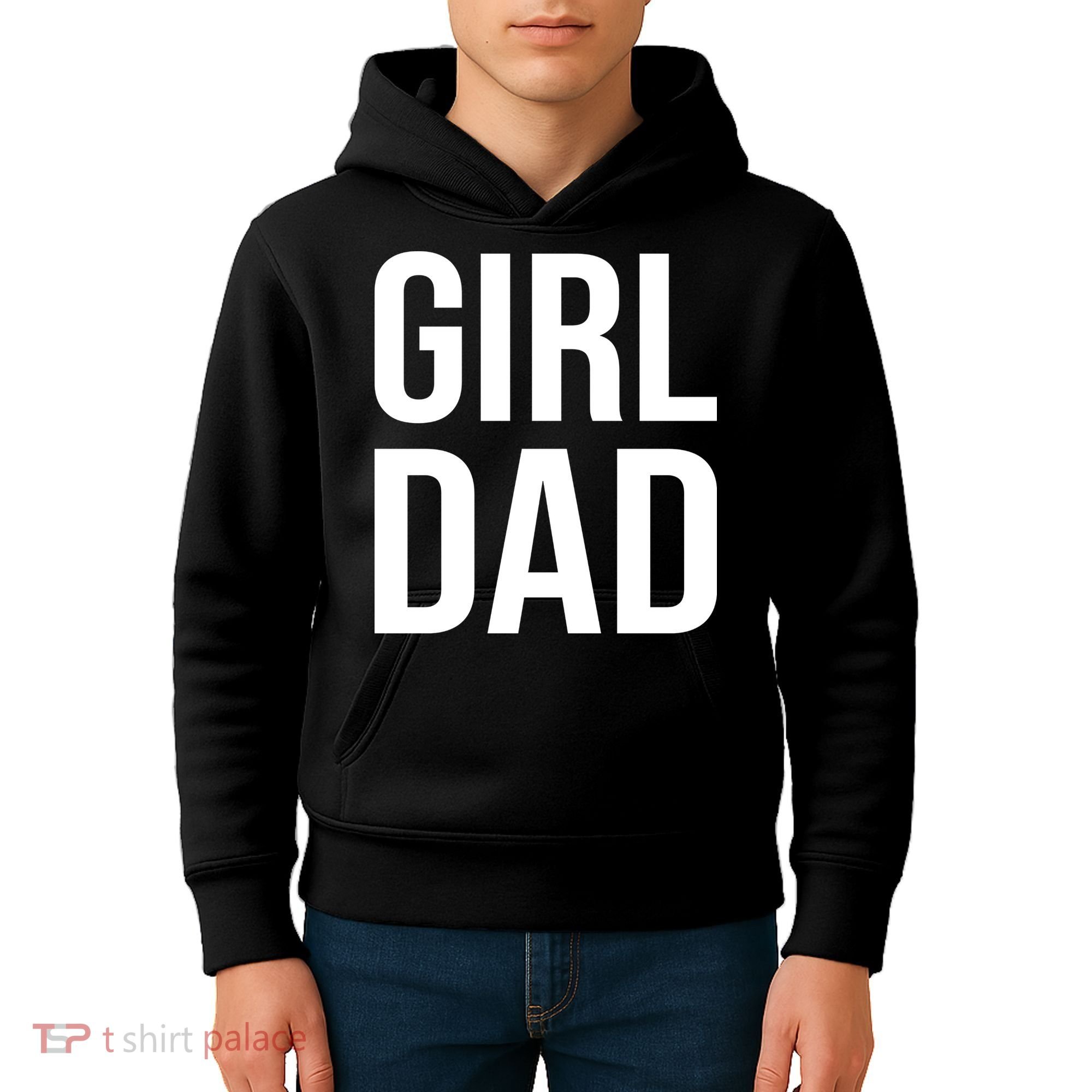 Girl Dad Pocket Print Daddy Papa Father's Day Kids Hoodie