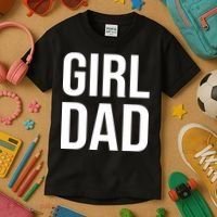 Girl Dad Pocket Print Daddy Papa Father's Day Kids T-Shirt thumb 3