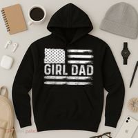 Girl Dad Proud FatherS Day Distressed Flag Apparel Hoodie thumb 3