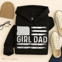 Girl Dad Proud FatherS Day Distressed Flag Apparel Hoodie thumb 4