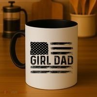 Girl Dad Proud FatherS Day Distressed Flag Apparel Coffee Mug thumb 4