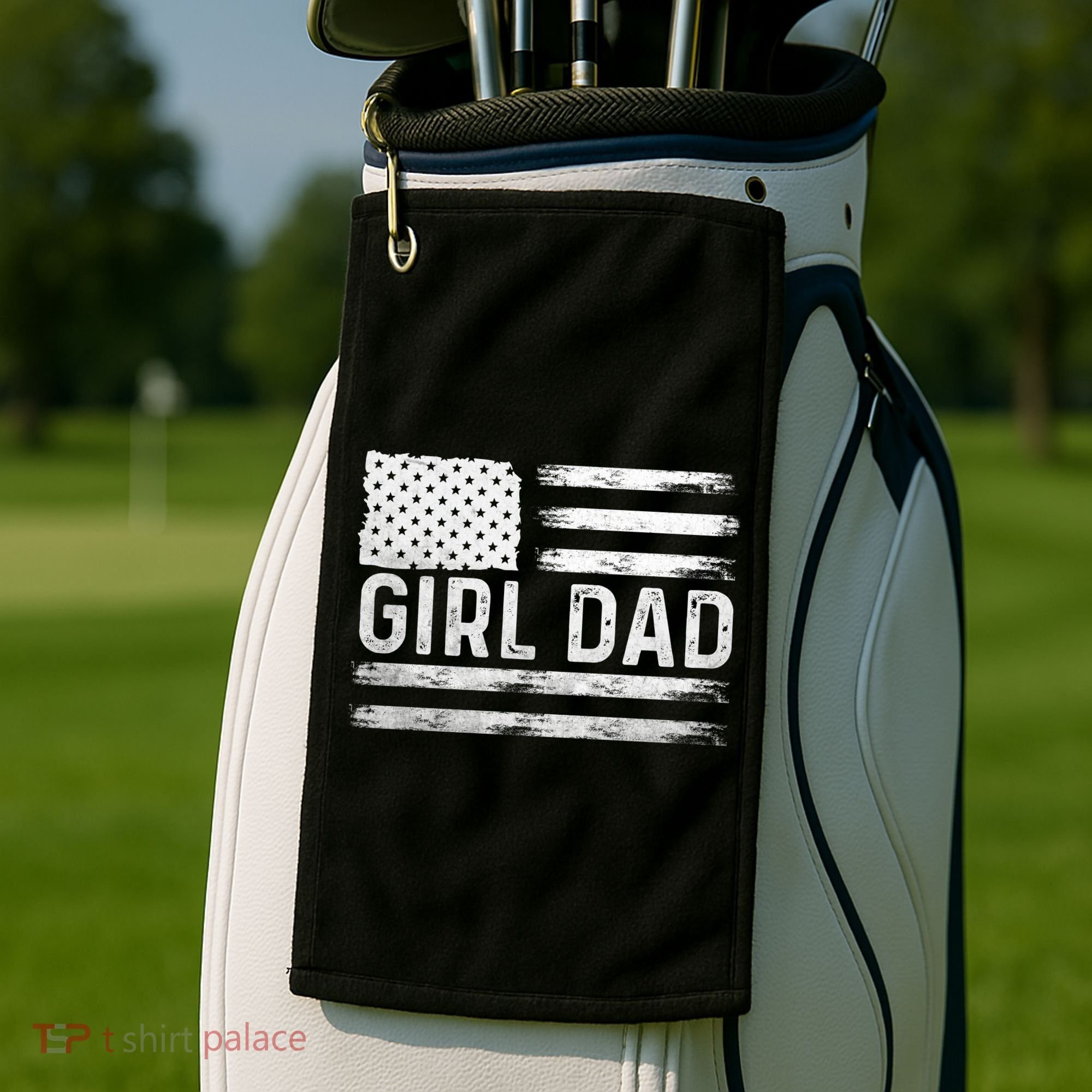 Girl Dad Proud FatherS Day Distressed Flag Apparel Golf Towel