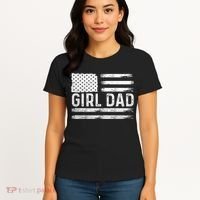 Girl Dad Proud FatherS Day Distressed Flag Apparel Women's T-Shirt thumb 4