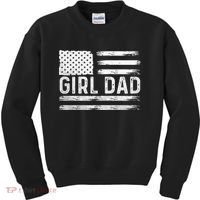Girl Dad Proud FatherS Day Distressed Flag Apparel Kids Sweatshirt thumb 0