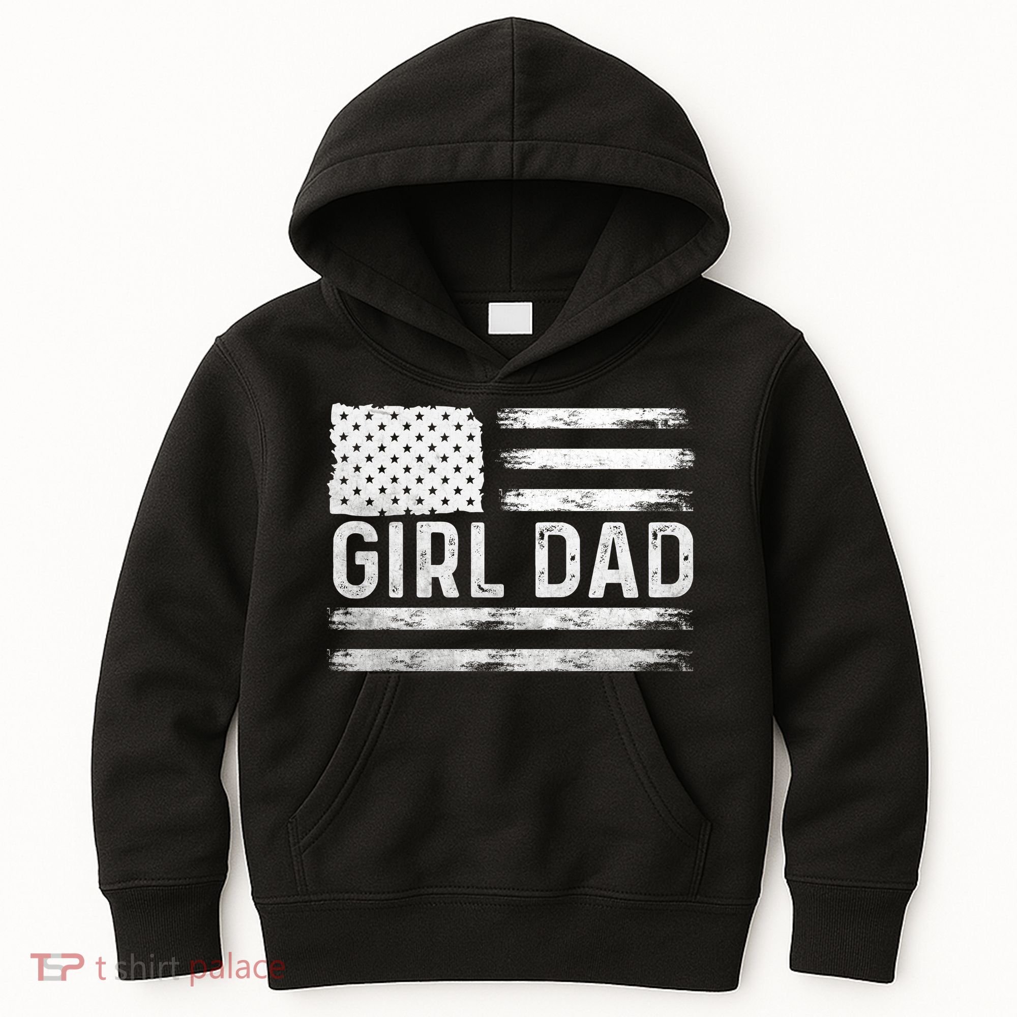 Girl Dad Proud FatherS Day Distressed Flag Apparel Kids Hoodie