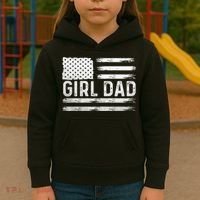Girl Dad Proud FatherS Day Distressed Flag Apparel Kids Hoodie thumb 3