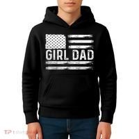 Girl Dad Proud FatherS Day Distressed Flag Apparel Kids Hoodie thumb 4