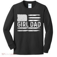 Girl Dad Proud FatherS Day Distressed Flag Apparel Kids Long Sleeve Shirt thumb 0