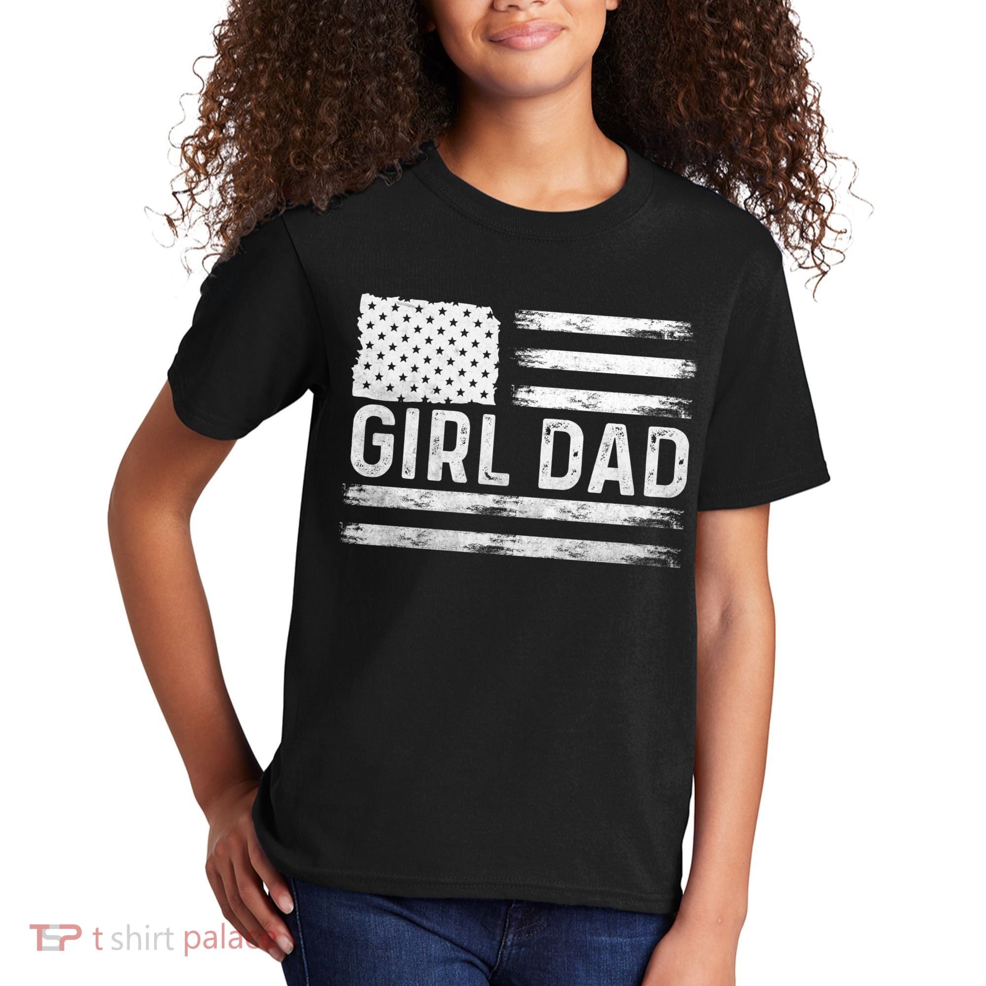Girl Dad Proud FatherS Day Distressed Flag Apparel Kids T-Shirt