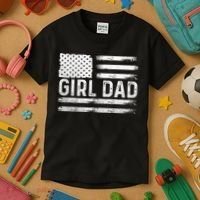 Girl Dad Proud FatherS Day Distressed Flag Apparel Kids T-Shirt thumb 3