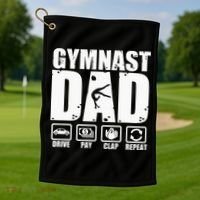 Gymnast Dad Proud Gymnastics Father Humor Golf Towel thumb 1