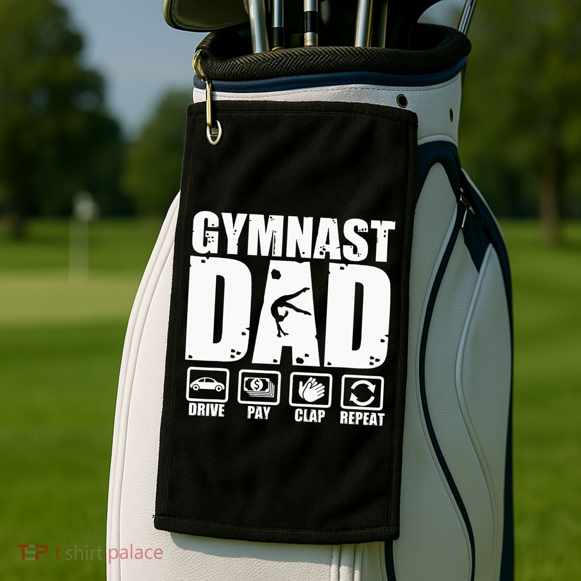 Gymnast Dad Proud Gymnastics Father Humor Golf Towel