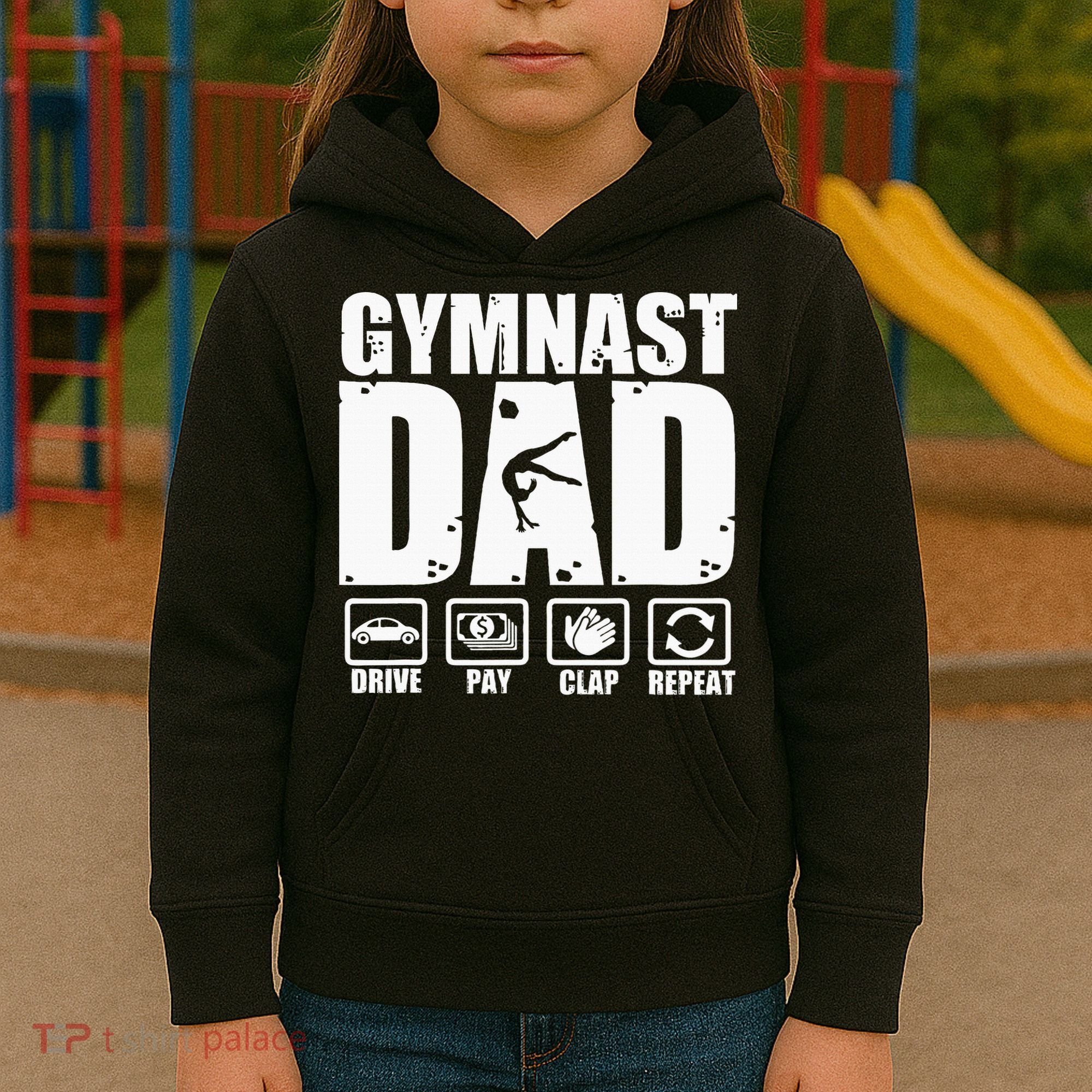 Gymnast Dad Proud Gymnastics Father Humor Kids Hoodie