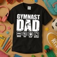 Gymnast Dad Proud Gymnastics Father Humor Kids T-Shirt thumb 3