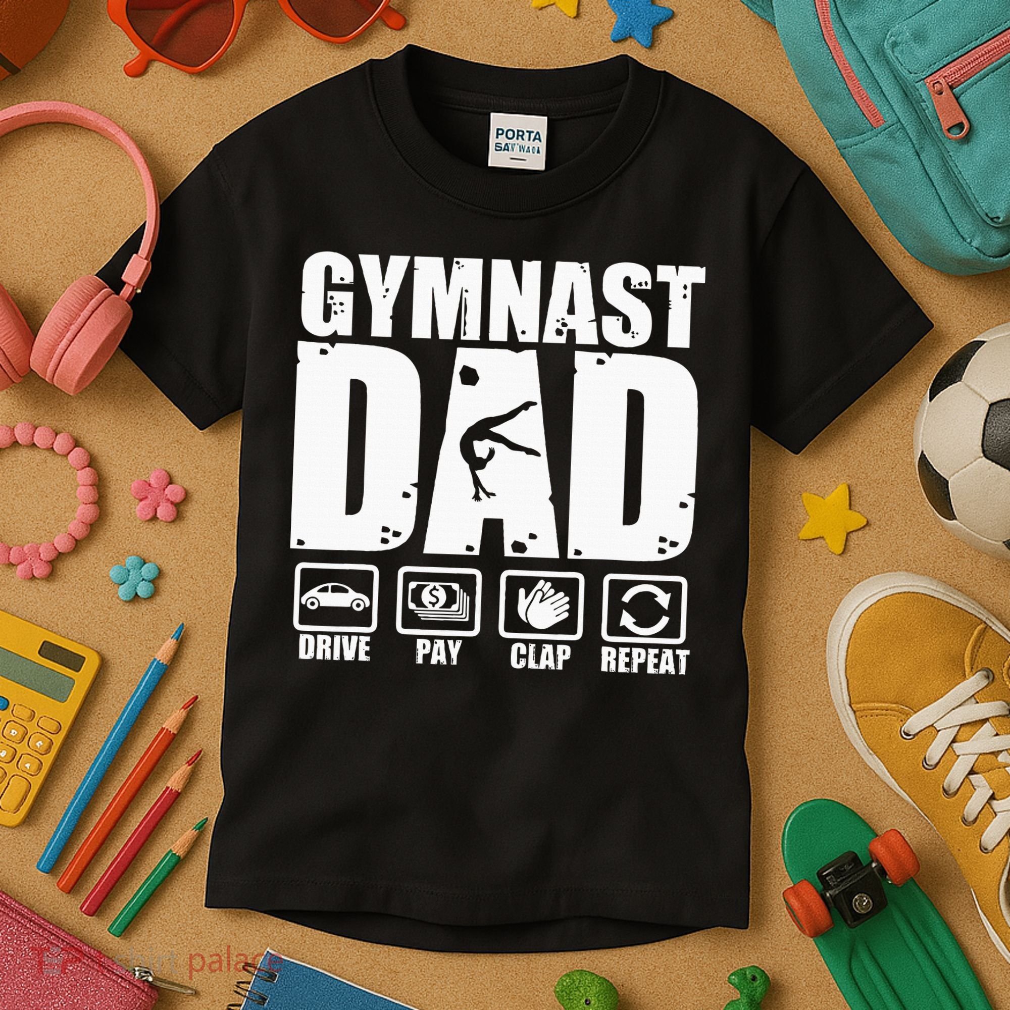 Gymnast Dad Proud Gymnastics Father Humor Kids T-Shirt