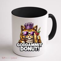 Goddammit Donut Princess Cat Meme Funny Coffee Mug thumb 1