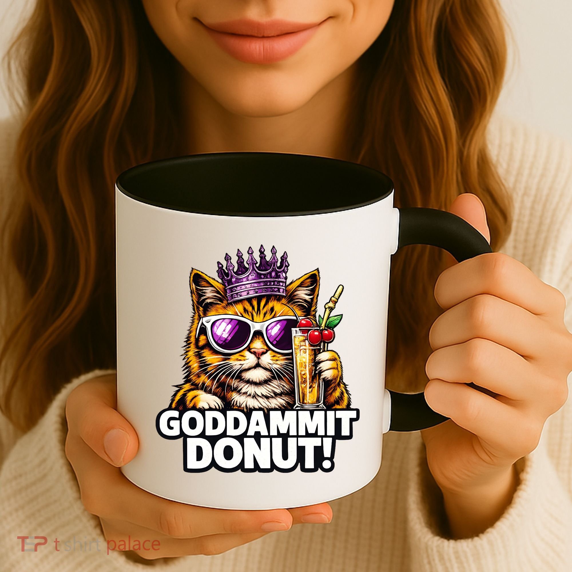 Goddammit Donut Princess Cat Meme Funny Coffee Mug