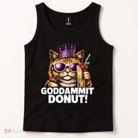 Goddammit Donut Princess Cat Meme Funny Tank Top thumb 2
